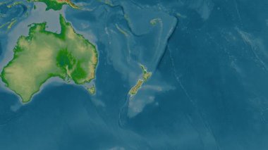 Yeni Zelanda haritası - süzül. Sınır. Fiziksel.