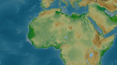 Nijer haritası - özüt. Sınır. Fiziksel olarak. Etiketler