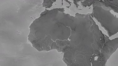 Nijer haritası - süzül. Sınır. Gri Tonlama.