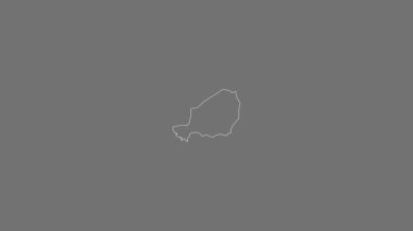 Nijer haritası - sağlam. Sınır. Gri Tonlama.
