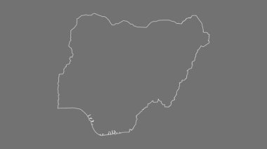 Nijerya haritası - çizgi film. Sınır. Gri Tonlama.