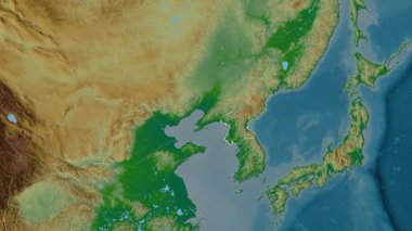 Kuzey Kore haritası - süzül. Sınır. Fiziksel.