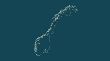 Norveç haritası - çizgi film. Sınır. Uydu.