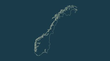 Norveç haritası - çizgi film. Sınır. Fiziksel.