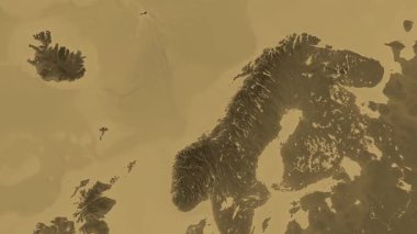 Norveç haritası - sür. Sınır. Sepya.