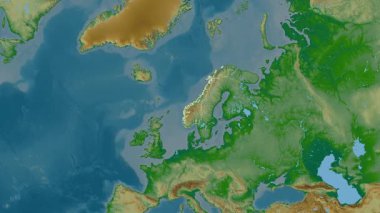 Norveç haritası - süzül. Sınır. Fiziksel.
