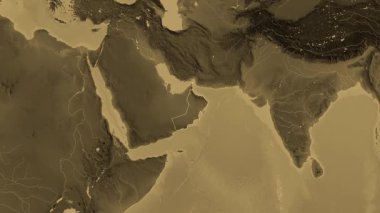 Umman haritası. Çıkart. Sınır. Sepia. Etiketler