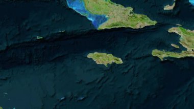 Jamaika haritası - süzül. Bölgeler. Uydu.