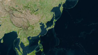 Japonya haritası - yakınlaştır. Bölgeler. Uydu.