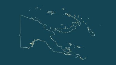 Papua Yeni Gine haritası - karikatür. Sınır. Uydu.