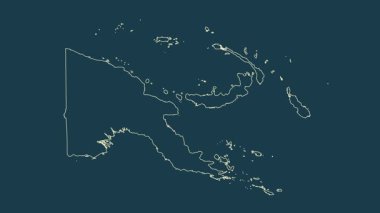 Papua Yeni Gine haritası - karikatür. Sınır. Fiziksel.