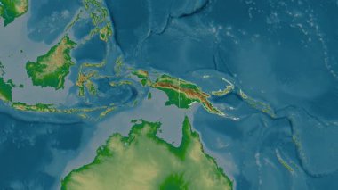 Papua Yeni Gine haritası - süzül. Sınır. Fiziksel.