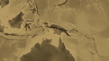 Papua Yeni Gine haritası - süzül. Sınır. Sepya.