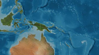 Papua Yeni Gine haritası - yakınlaştır. Sınır. Uydu.