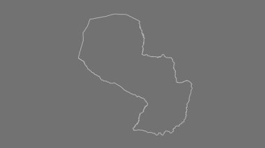 Paraguay haritası - çizgi film. Sınır. Gri Tonlama.