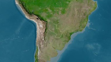 Paraguay haritası - çıkart. Sınır. Uydu.