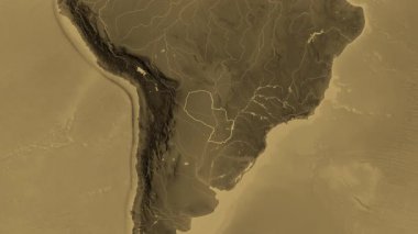 Paraguay haritası - yakınlaştır. Sınır. Sepya.