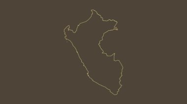 Peru haritası - çizgi film. Sınır. Sepya.