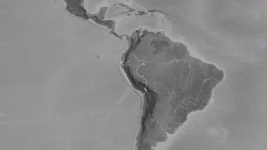 Peru haritası - özüt. Sınır. Gri tonlu. Etiketler