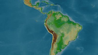 Peru haritası - özüt. Sınır. Fiziksel olarak. Etiketler