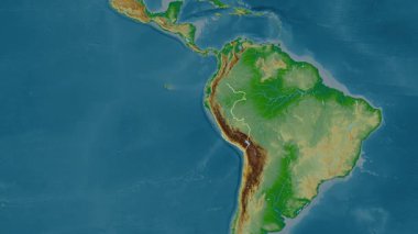 Peru haritası - süzül. Sınır. Fiziksel.