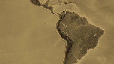 Peru haritası - süzül. Sınır. Sepya.