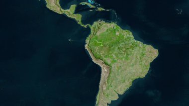 Peru haritası - yakınlaştır. Sınır. Uydu.