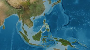 Filipinler haritası - yakınlaştır. Sınır. Uydu.
