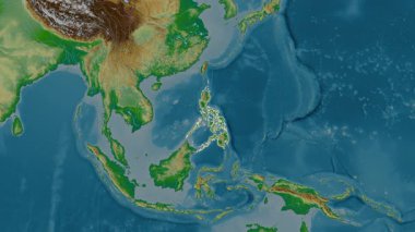 Filipinler haritası - yakınlaştır. Sınır. Fiziksel.