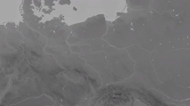 Polonya haritası - sür. Sınır. Gri Tonlama.