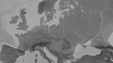 Polonya haritası - yakınlaştır. Sınır. Gri Tonlama.