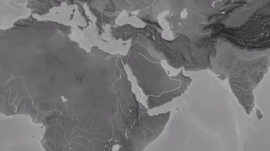 Suudi Arabistan haritası - süzül. Sınır. Gri Tonlama.