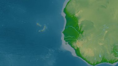Senegal haritası - süzül. Sınır. Fiziksel.