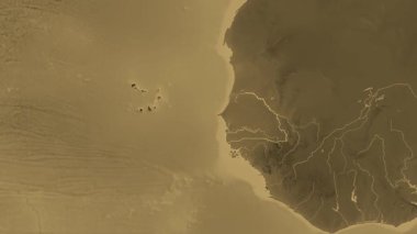 Senegal haritası - süzül. Sınır. Sepya.