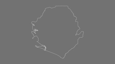 Sierra Leone haritası - çizgi film. Sınır. Gri Tonlama.