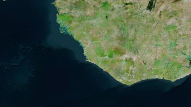 Sierra Leone haritası. Sınır. Uydu. Etiketler