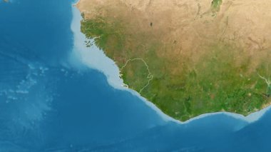 Sierra Leone haritası. Sınır. Uydu. Etiketler