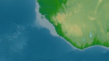 Sierra Leone haritası - süzül. Sınır. Fiziksel.