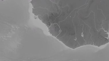 Sierra Leone haritası - yakınlaştır. Sınır. Gri Tonlama.