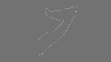 Somali haritası - çizgi film. Sınır. Gri Tonlama.