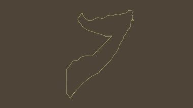 Somali haritası - çizgi film. Sınır. Sepya.