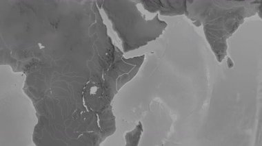 Somali haritası - yakınlaştır. Sınır. Gri Tonlama.