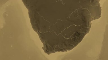 Güney Afrika haritası - sür. Sınır. Sepya.