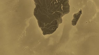 Güney Afrika haritası. Sınır. Sepya.
