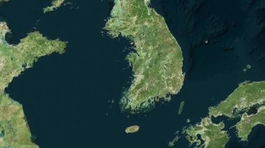 Güney Kore haritası - sür. Sınır. Uydu.