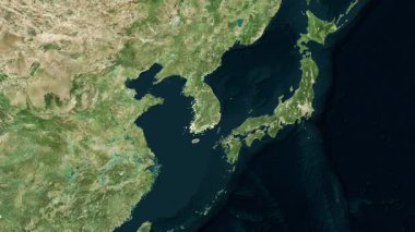 Güney Kore haritası. Sınır. Uydu.