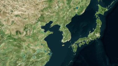 Güney Kore haritası - süzül. Sınır. Uydu.