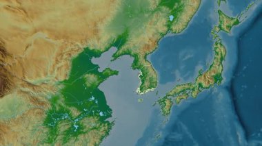 Güney Kore haritası - süzül. Sınır. Fiziksel.