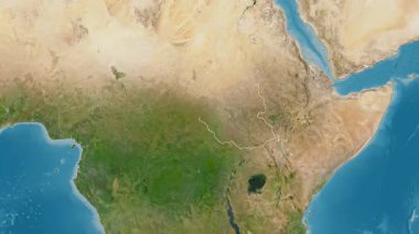 Güney Sudan haritası - süzül. Sınır. Uydu.