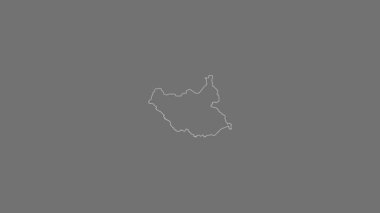 Güney Sudan haritası - sağlam. Sınır. Gri Tonlama.